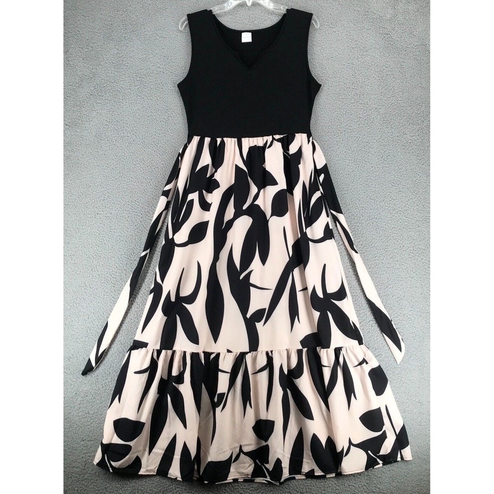 Party/Prom Gown Size L Black Sleeveless Top Peach & Black Skirt Ruffled Hem